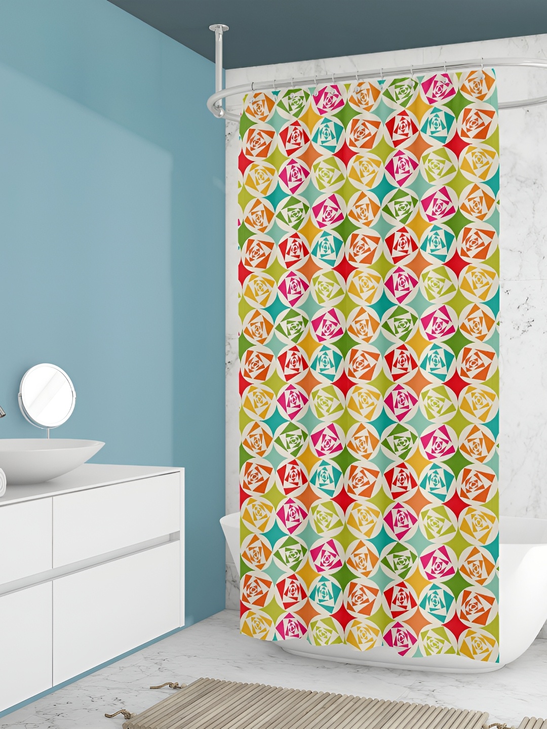 

ArtzFolio Green & Yellow Printed Waterproof Shower Curtains