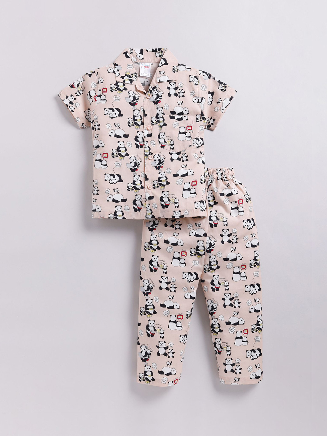 

NAUTI KIDZ Boys Printed Pure Cotton Night suit, Peach