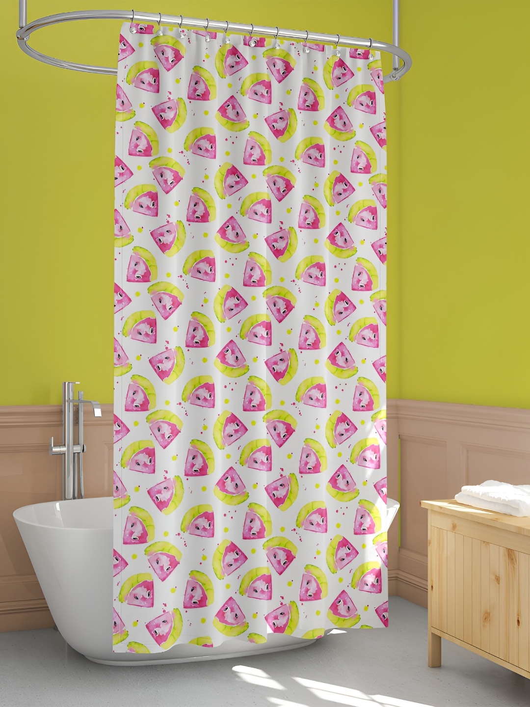 

ArtzFolio White & Pink Printed Waterproof Shower Curtains