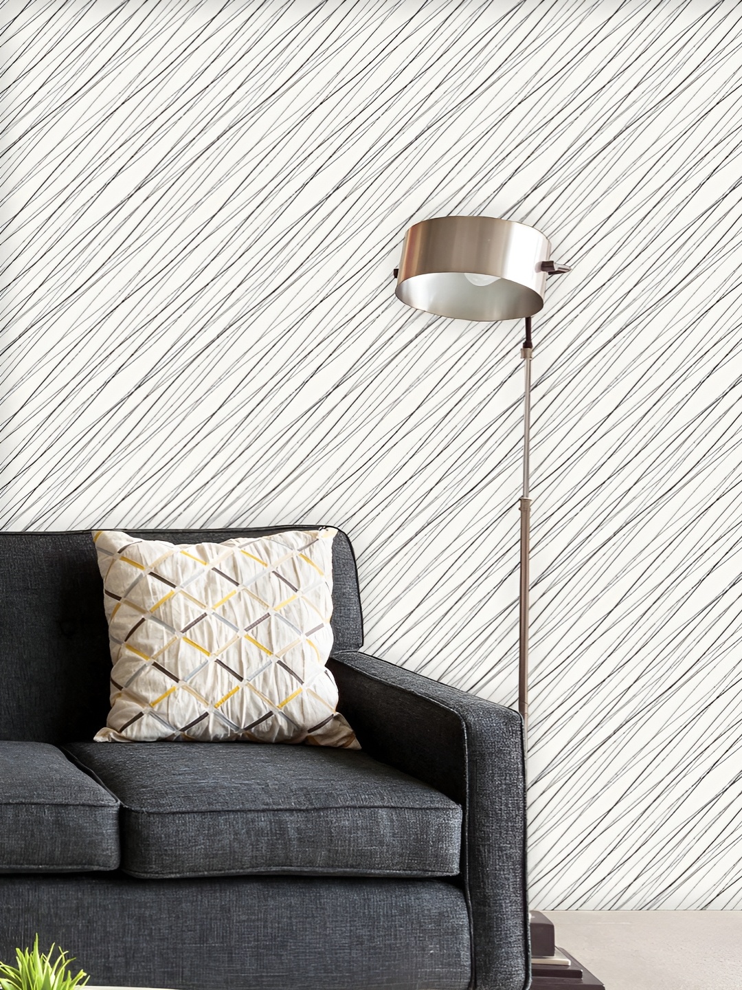 

ArtzFolio Printed UV-Resistant Anti-Bacterial Monochrome Diagonal Lines Peel & Stick Wallpaper, Multi