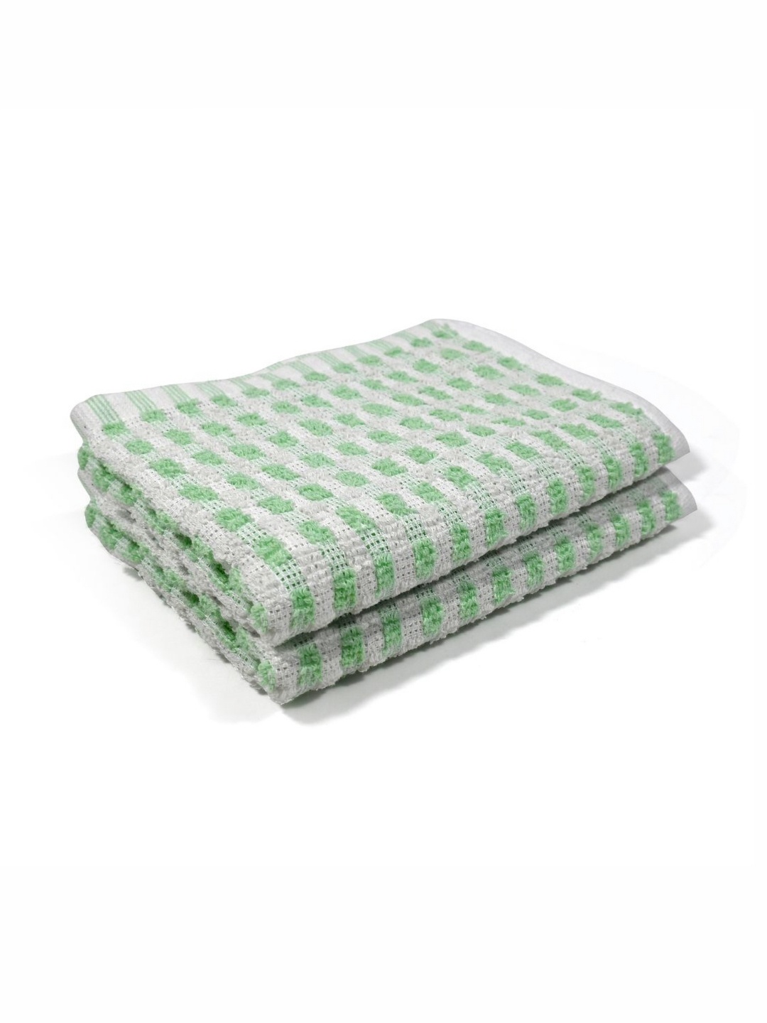 

PRAKARTIK Green & White 2 Pieces Checked Pure Cotton Heat Resistant Kitchen Towels