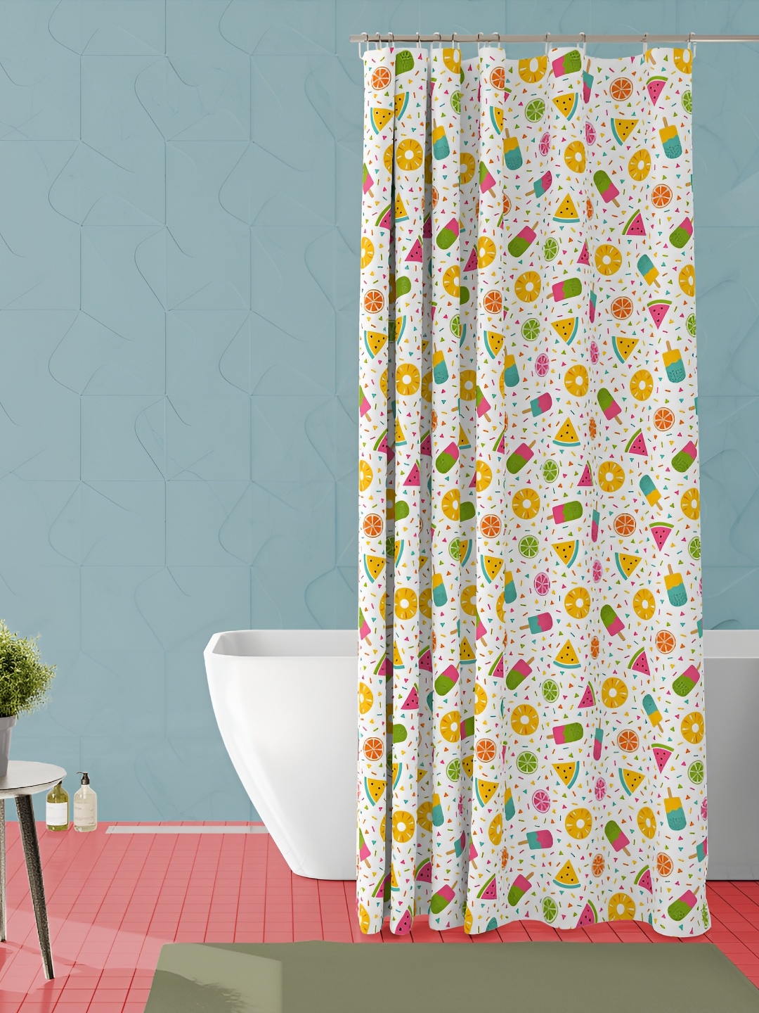 

ArtzFolio White & Pink Printed Waterproof Shower Curtain