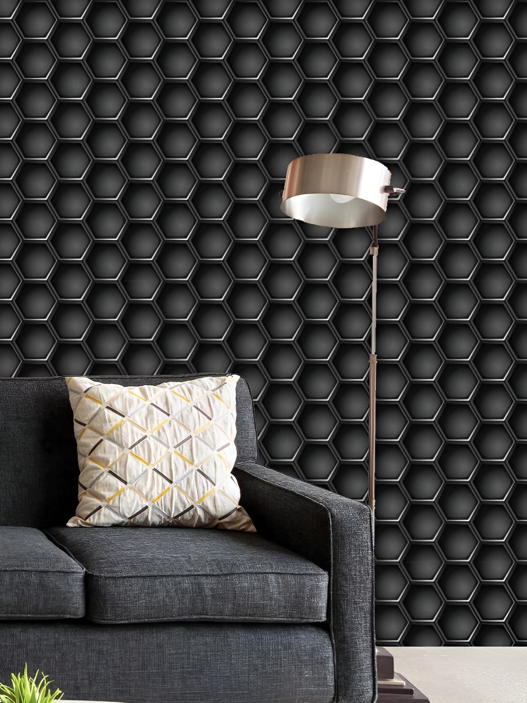 

ArtzFolio Printed UV-Resistant Anti-Bacterial HexagonsPeel & Stick Wallpaper, Multi