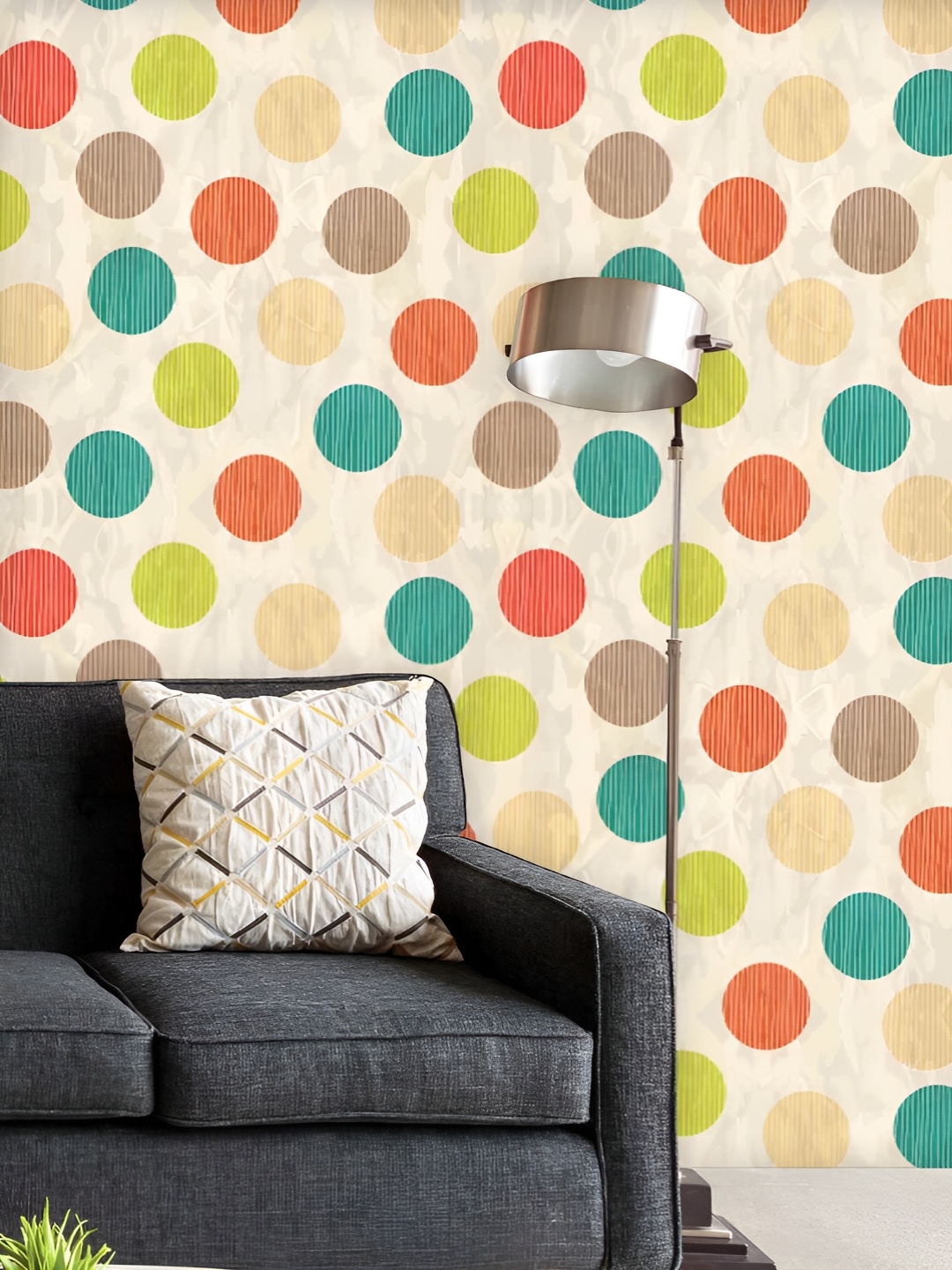 

ArtzFolio Printed UV-Resistant Anti-Bacterial Retro CirclesPeel & Stick Wallpaper, Multi