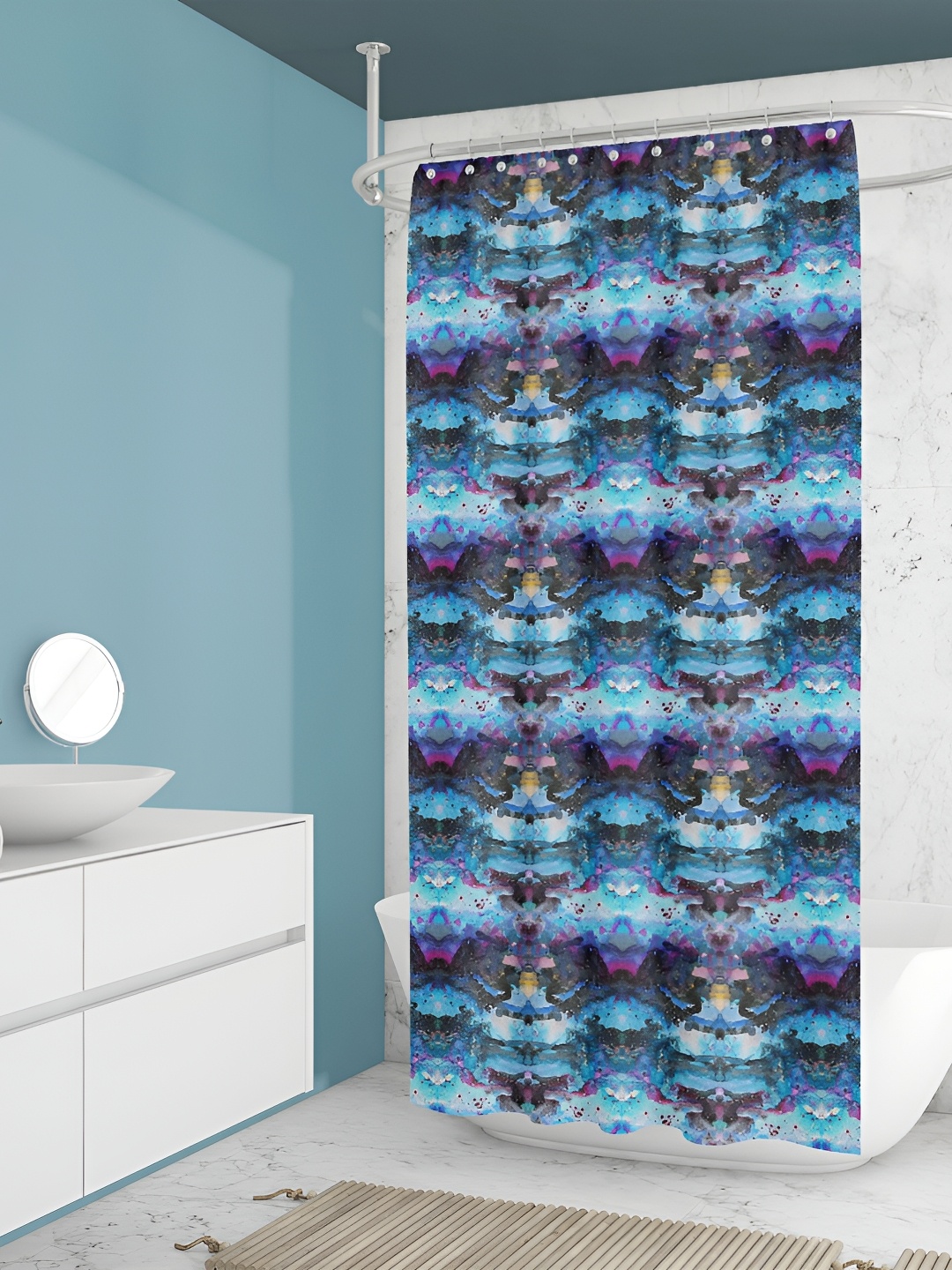 

ArtzFolio Blue & Black Abstract Printed Waterproof Shower Curtain