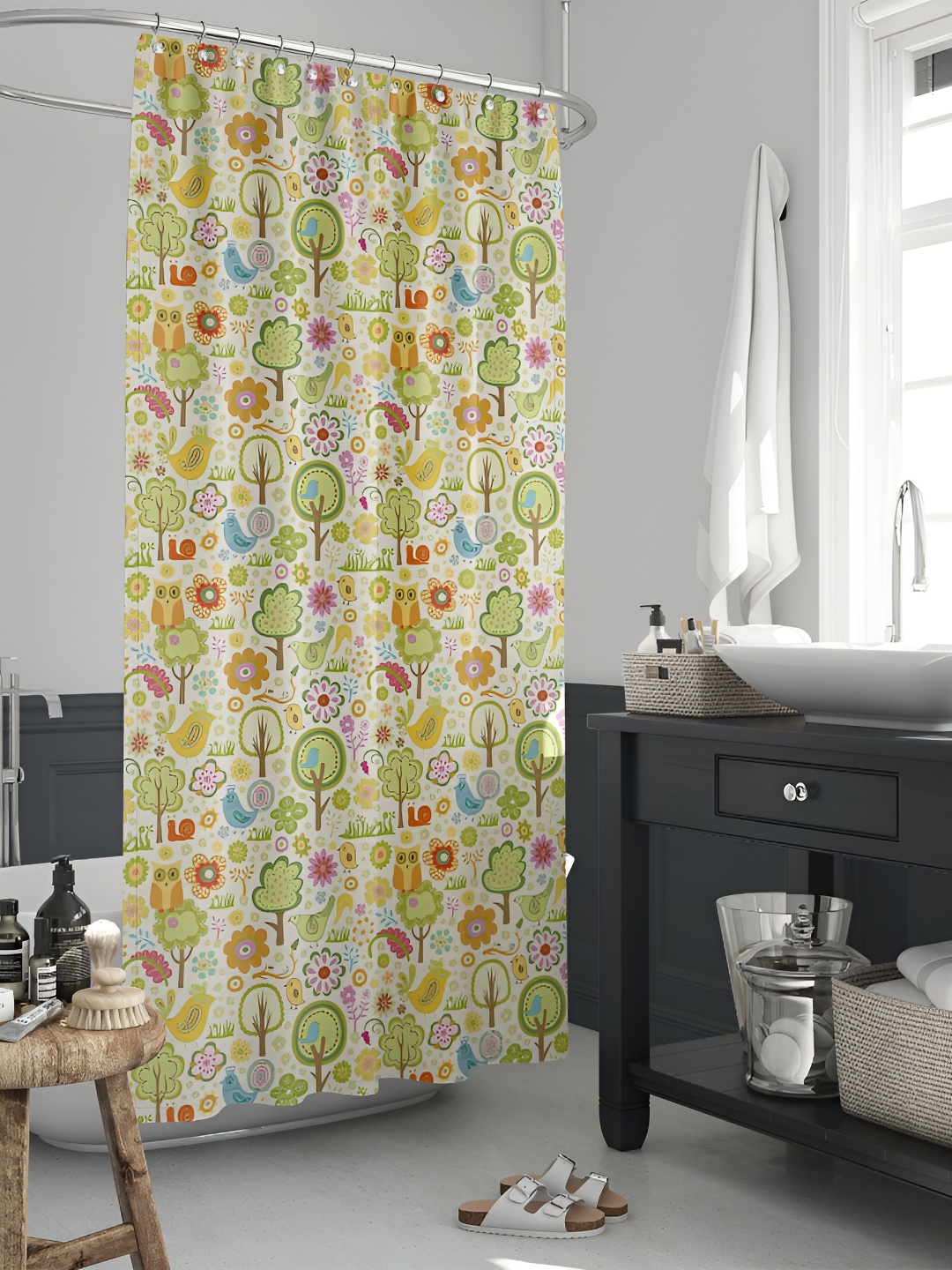 

ArtzFolio Green & White Printed Shower Curtains