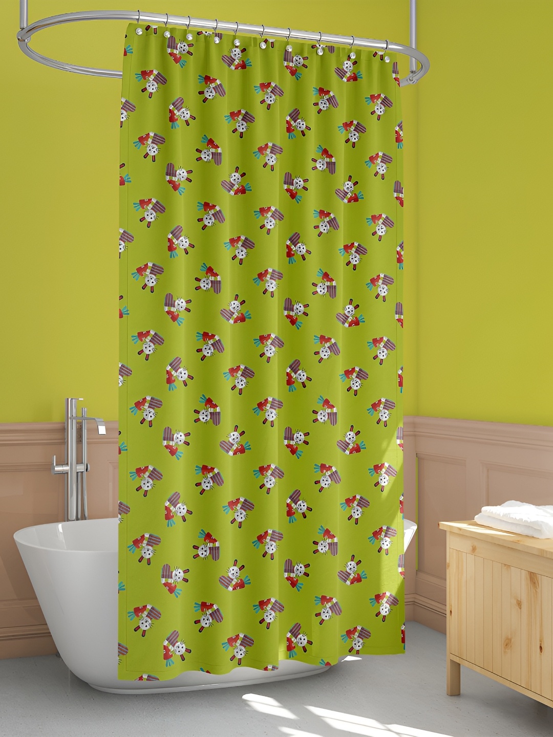 

ArtzFolio Green & Red Cartoon Printed Waterproof Shower Curtains