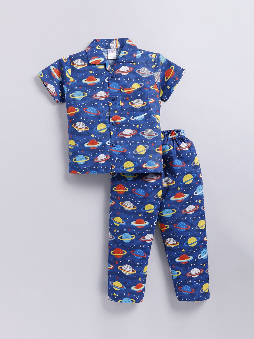 

NAUTI KIDZ Boys Pure Cotton Printed Night suit, Blue
