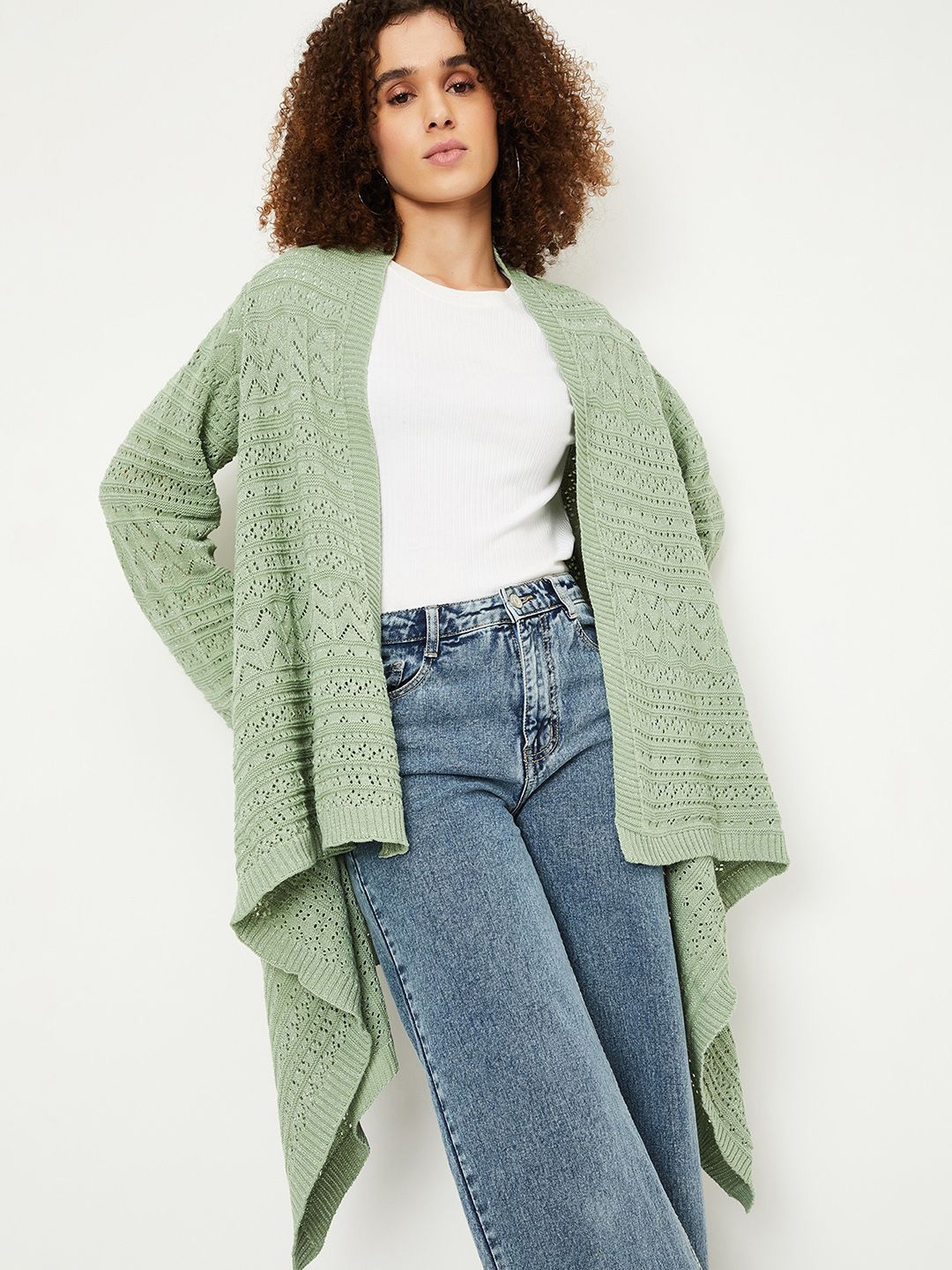 

max Longline Front-Open Sweater, Green