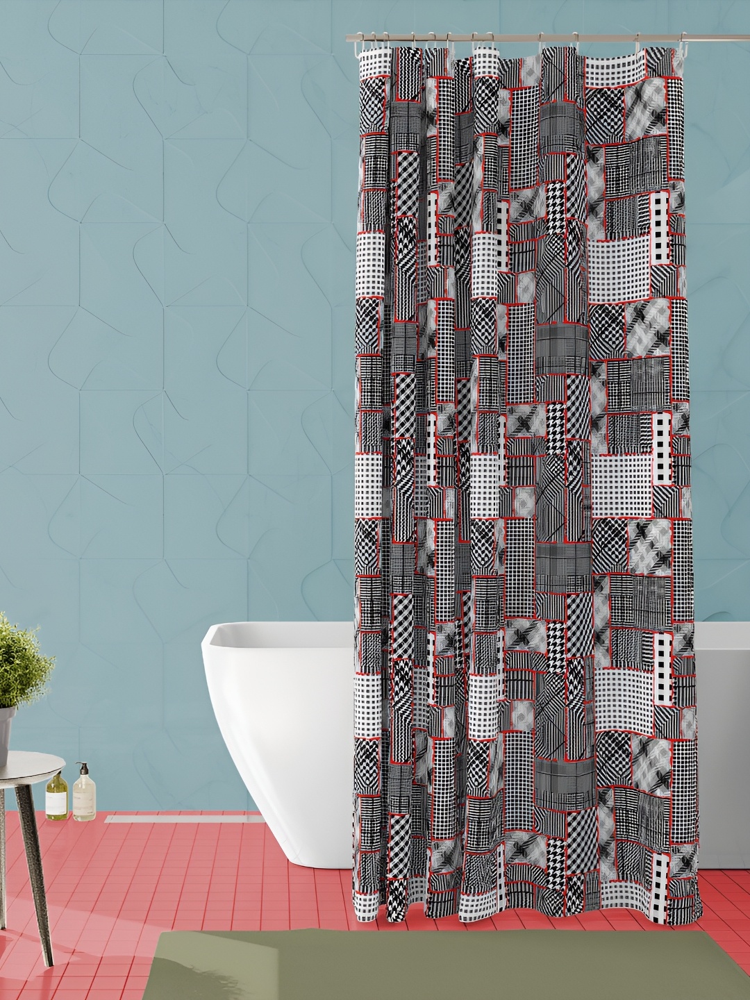 

ArtzFolio White & Black Printed Waterproof Shower Curtain