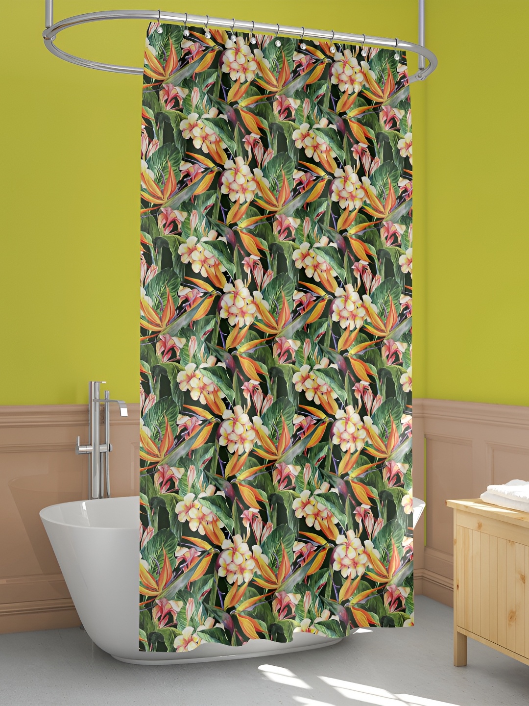 

ArtzFolio Black & Green Printed Waterproof Shower Curtains