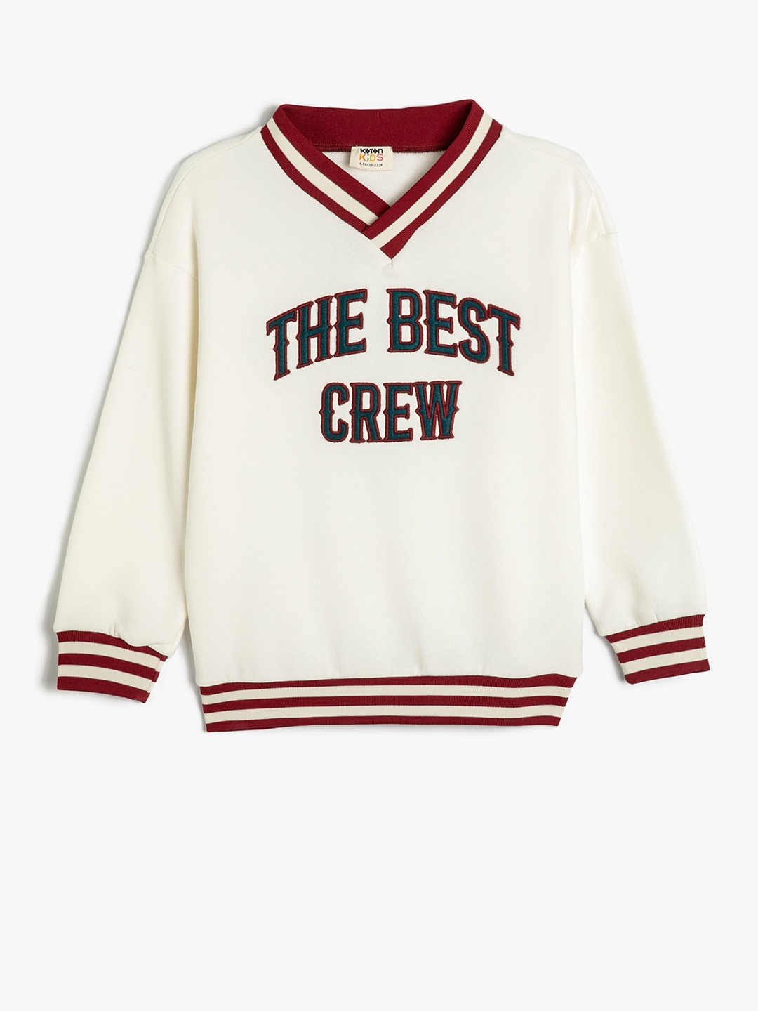 

Koton Boys Cotton Embroidered V-Neck Long Sleeves Sweatshirt, Beige