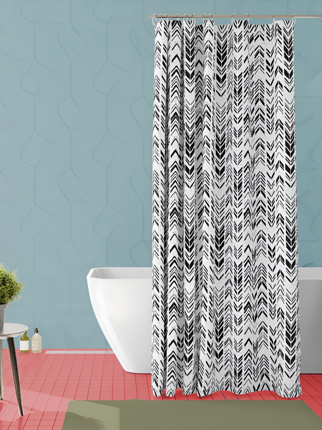 

ArtzFolio White & Black Geometric Printed Waterproof Shower Curtain