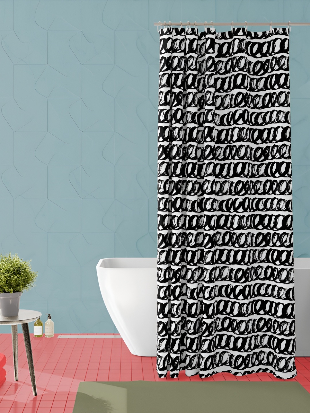 

ArtzFolio White & Black Printed Waterproof Shower Curtain