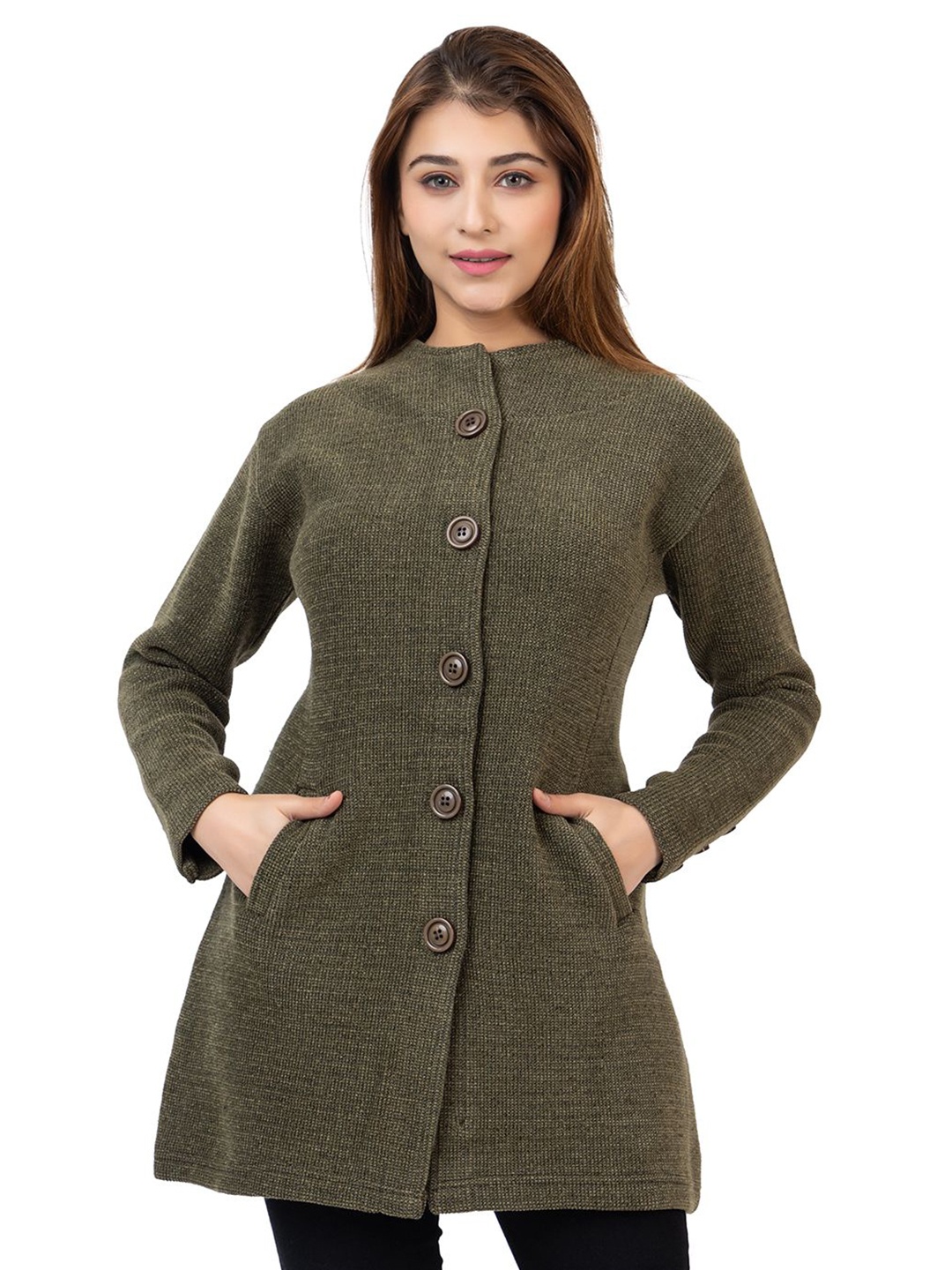 

TWENTY ME Women Long Sleeves Longline Cardigan, Olive