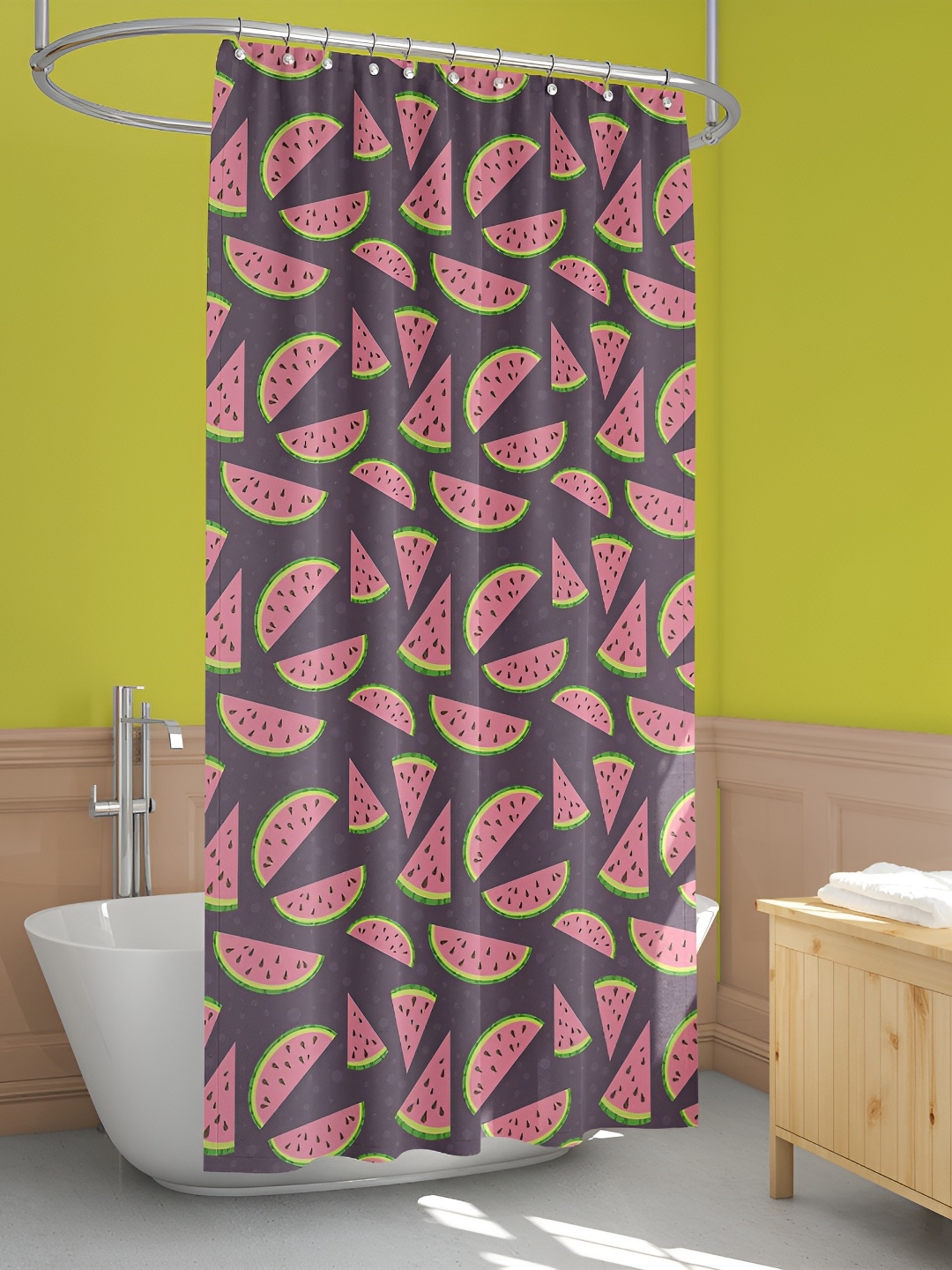 

ArtzFolio Navy Blue & Pink Printed Waterproof Shower Curtain