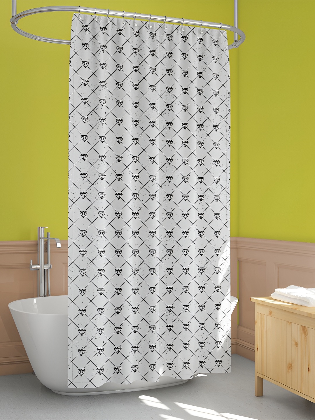 

ArtzFolio White & Black Printed Waterproof Shower Curtain