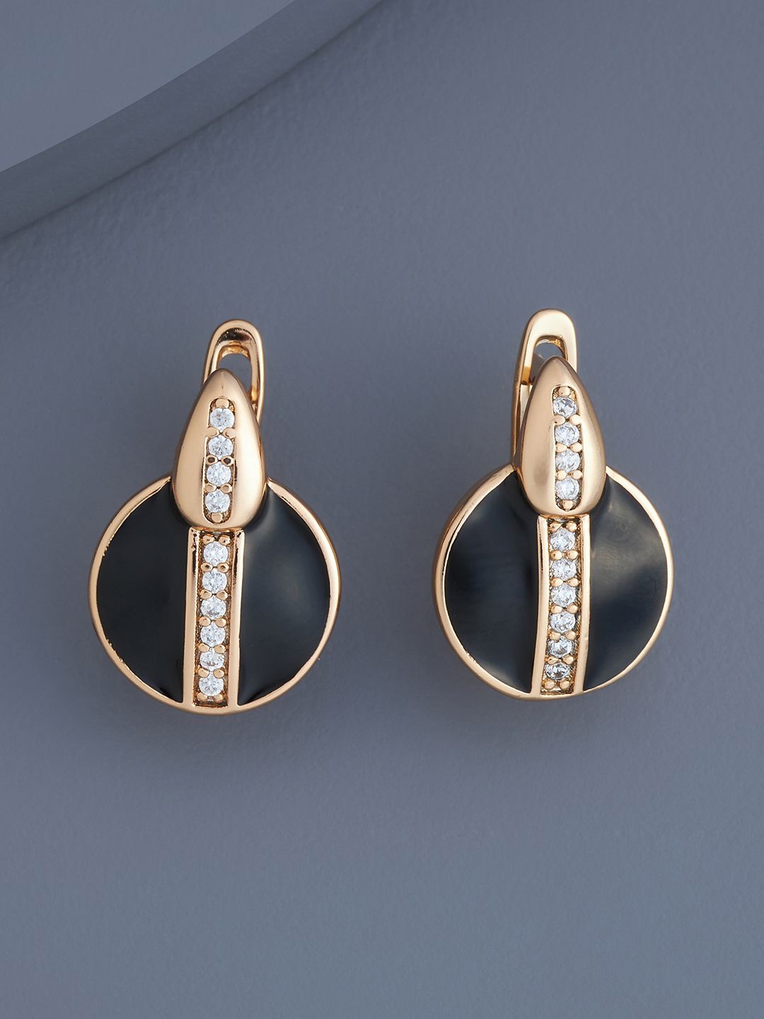 

Kushal's Fashion Jewellery Gold-Plated Zircon Circular Hoop Earrings