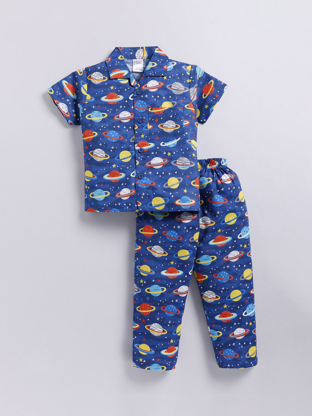 

NAUTI KIDZ Boys Pure Cotton Printed Night suit, Blue
