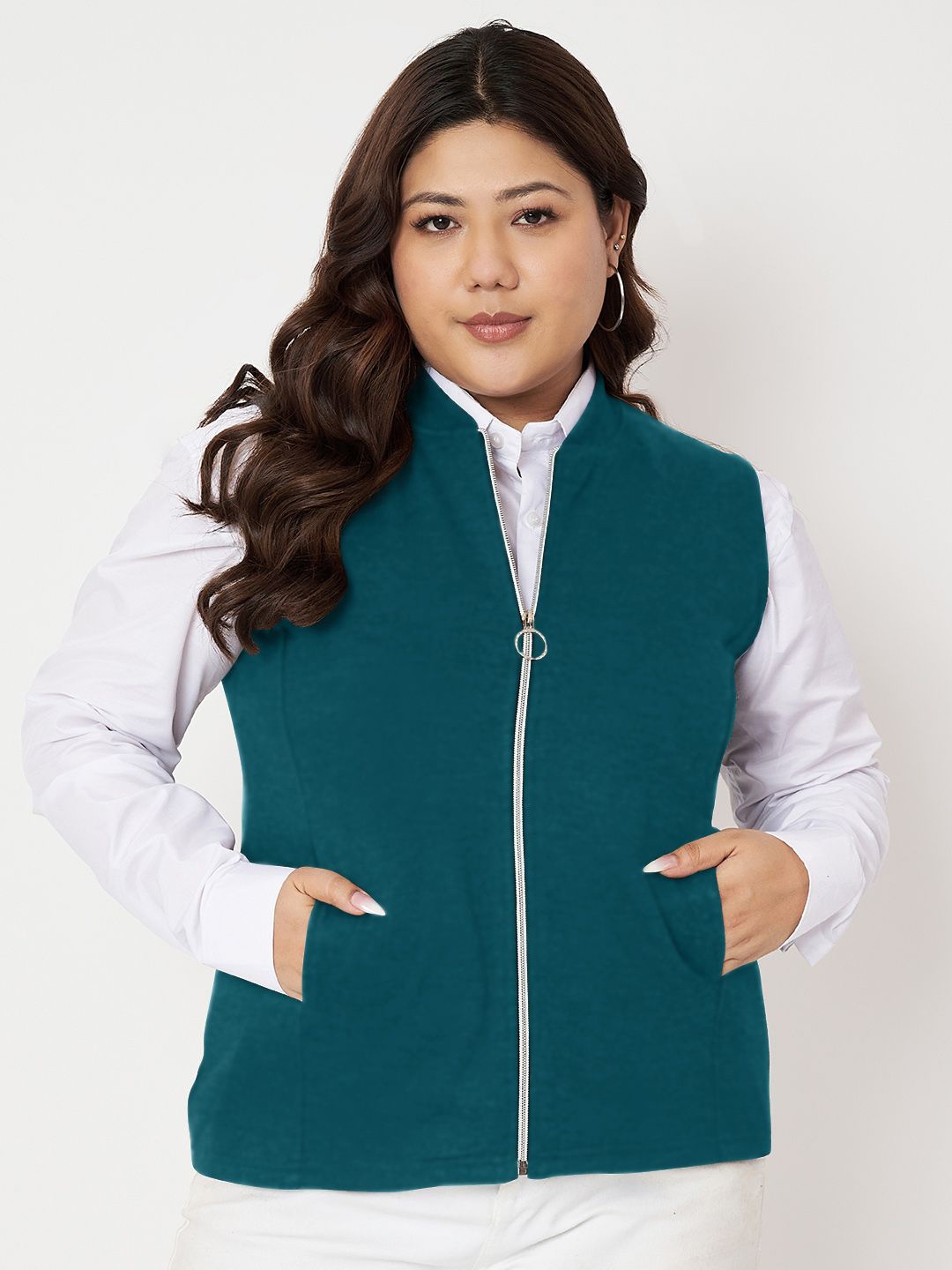 

BRINNS Plus Size Fleece Tailored Jacket, Teal