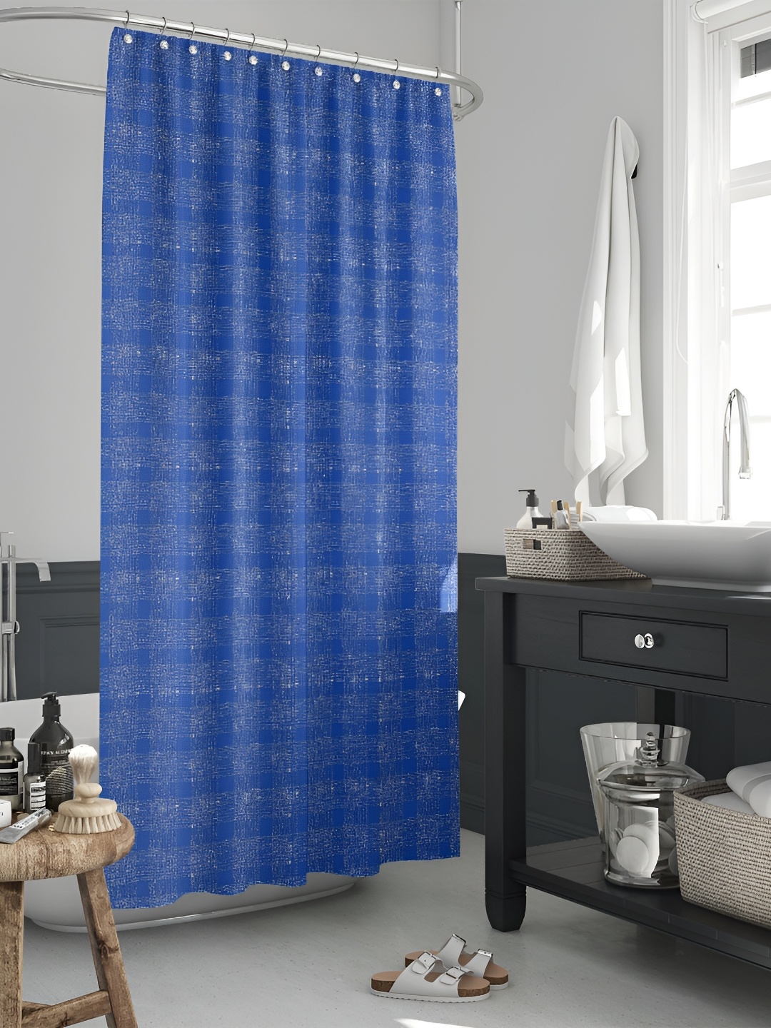 

ArtzFolio Blue & White Printed Waterproof Shower Curtainns