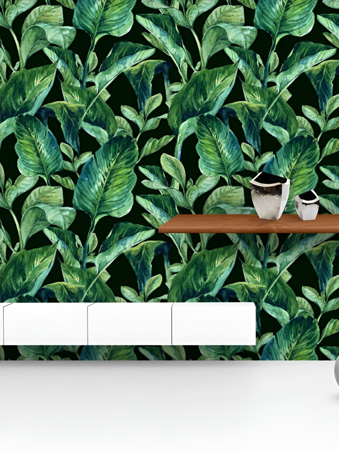 

ArtzFolio Printed UV-Resistant Anti-Bacterial Tropical Leaves Hibiscus Flowers Peel & Stick Wallpaper, Multi