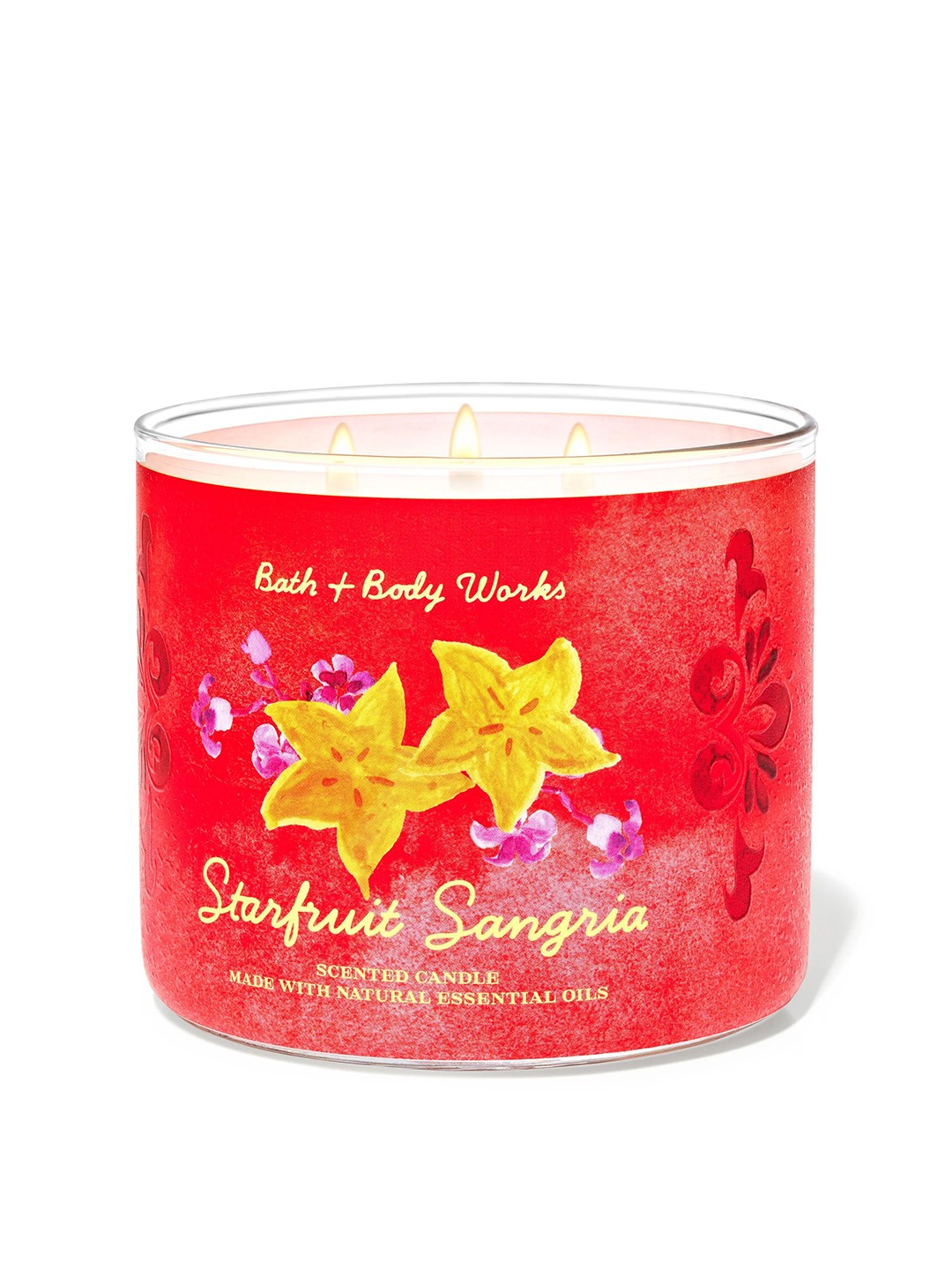 

Bath & Body Works Starfruit Sangria 3-Wick Candle - 411g, Red