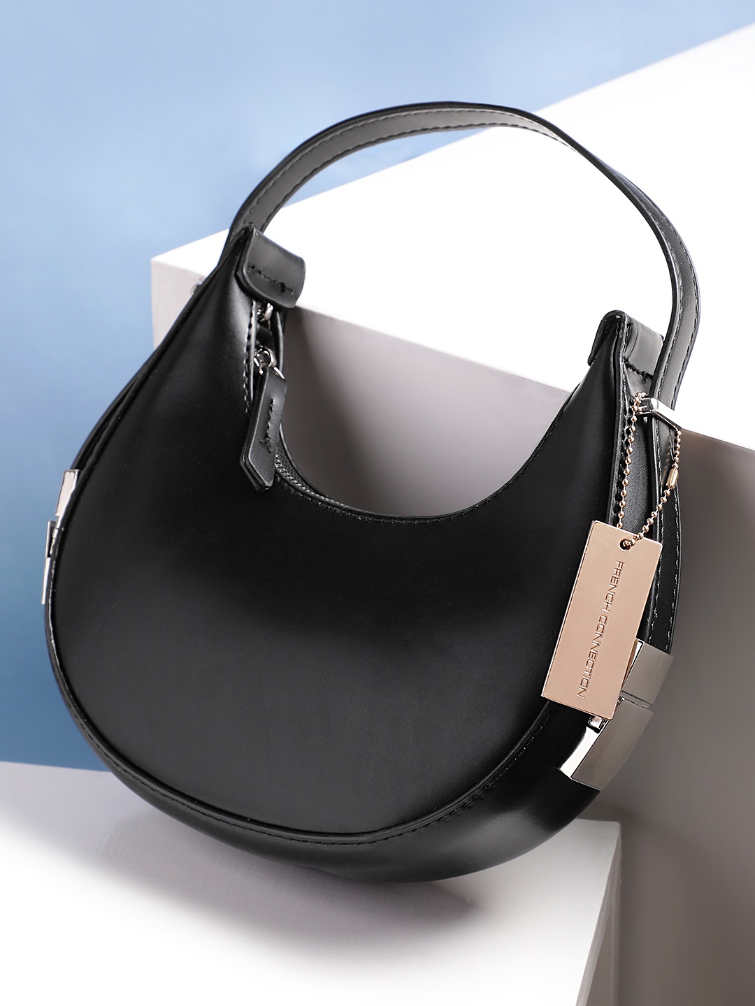 

French Connection Half Moon Handheld Bag, Black