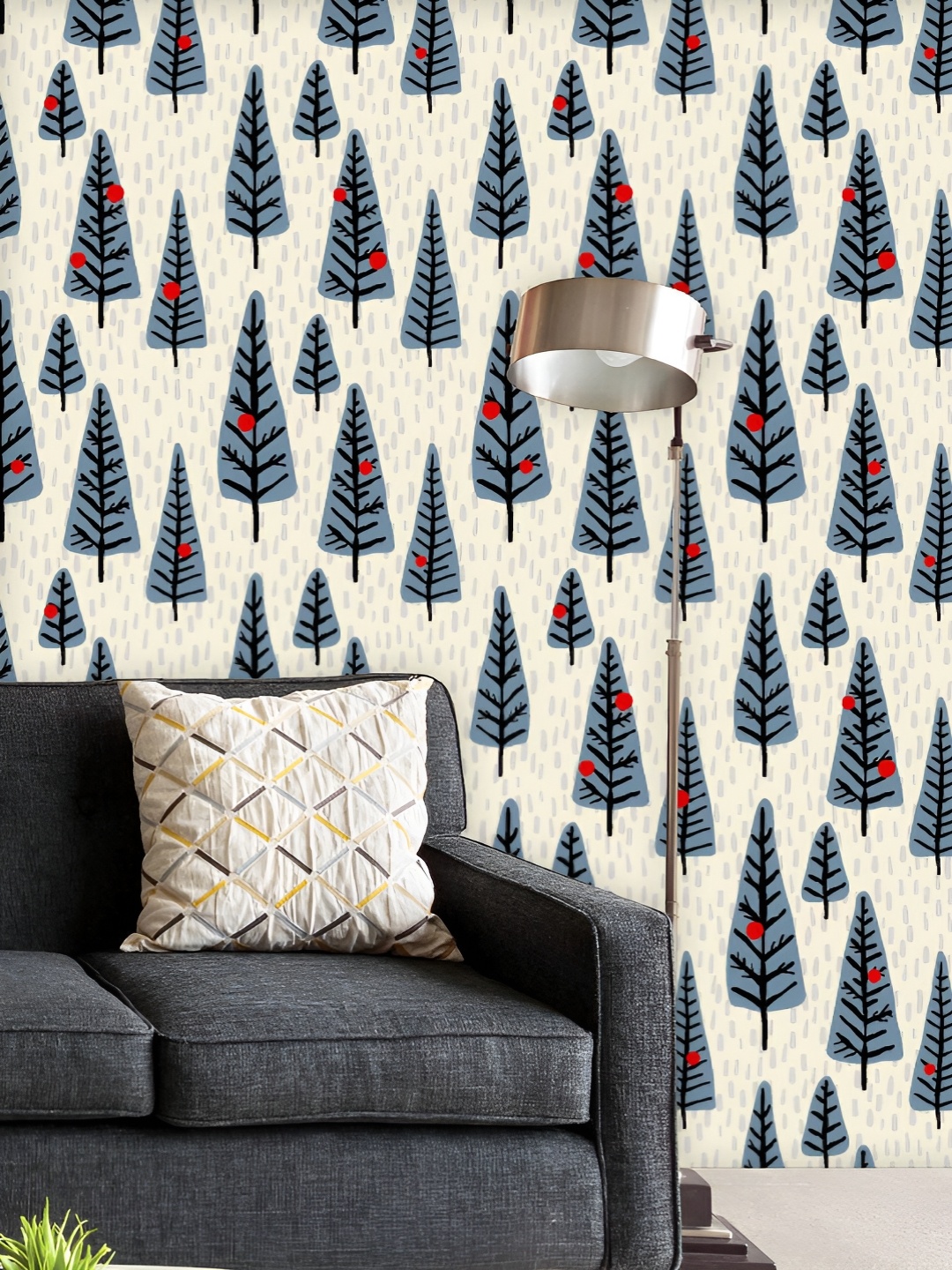 

ArtzFolio Printed UV-Resistant Anti-Bacterial Christmas Tree Pattern Peel & Stick Wallpaper, Multi