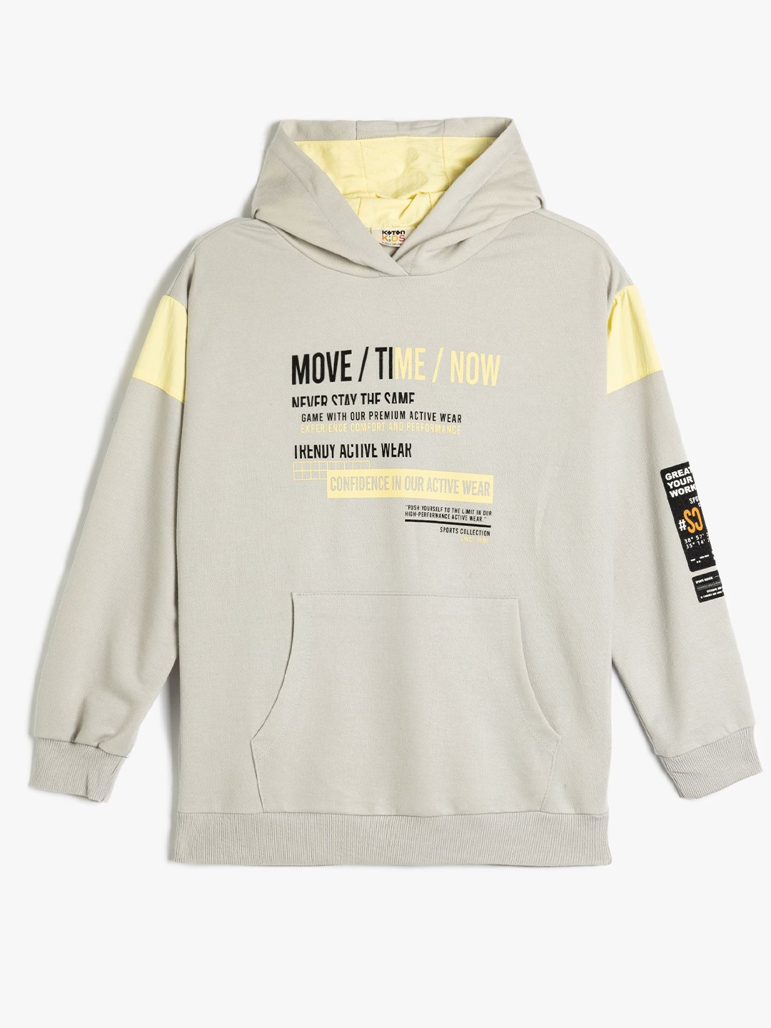 

Koton Boys Cotton Printed Hooded Long Sleeves Pullover Sweatshirt, Grey