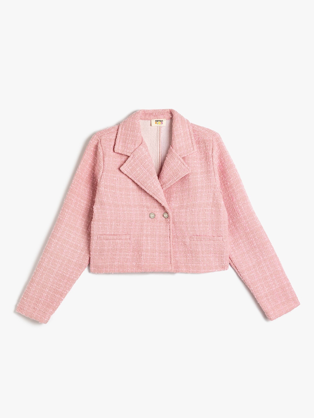 

Koton Girls Checked Crop Tailored Jacket, Pink