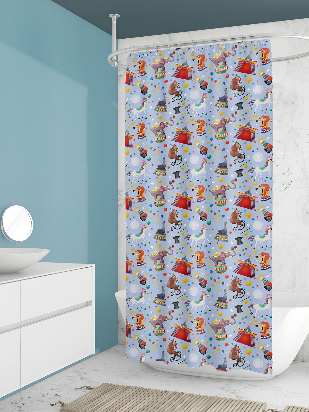 

ArtzFolio Blue & Red Printed Waterproof Shower Curtain