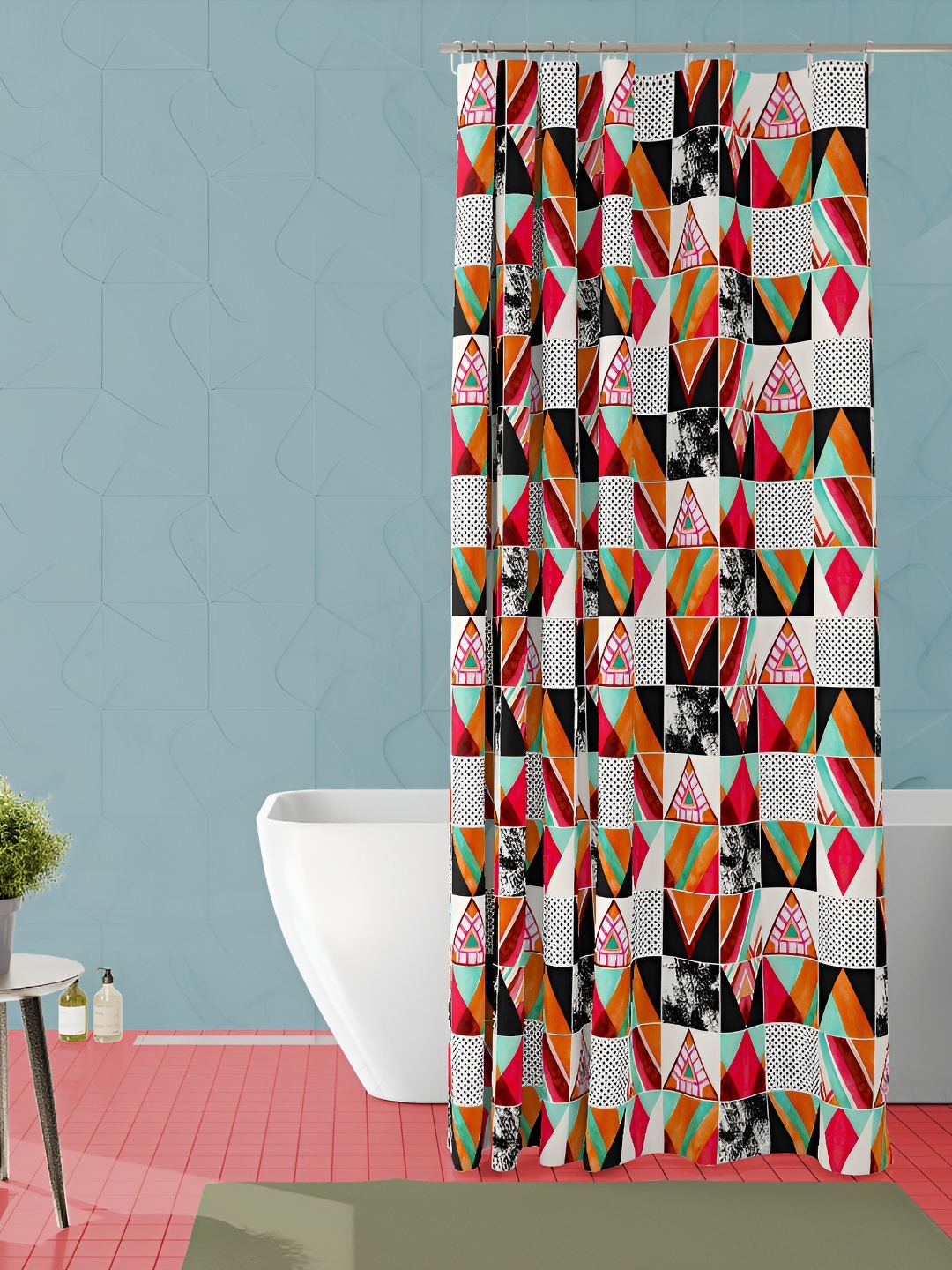 

ArtzFolio Orange and Grey Geometric Printed Waterproof Shower Curtain