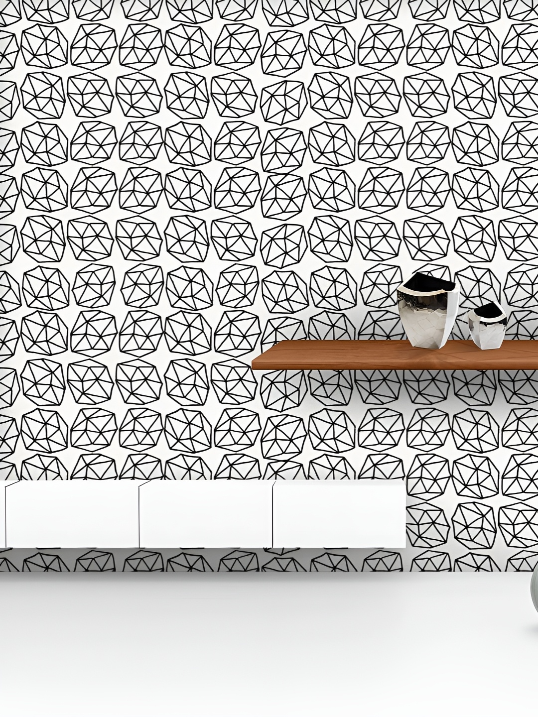 

ArtzFolio Printed UV-Resistant Anti-Bacterial Polygonal Shapes Peel & Stick Wallpaper, Multi