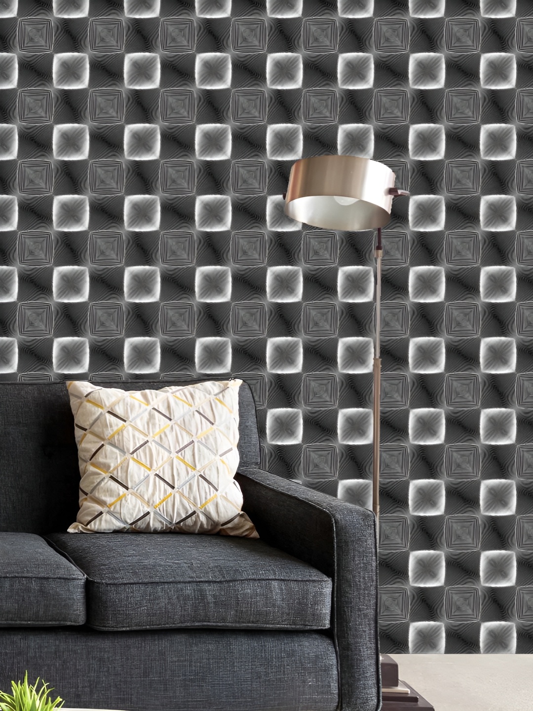 

ArtzFolio Printed UV-Resistant Anti-Bacterial Monochrome SquarePeel & Stick Wallpaper, Multi