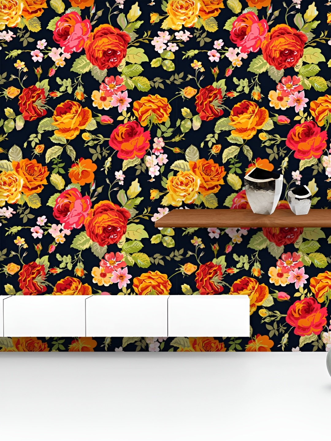 

ArtzFolio Printed UV-Resistant Anti-Bacterial Vintage Floral Pattern Peel & Stick Wallpaper, Multi