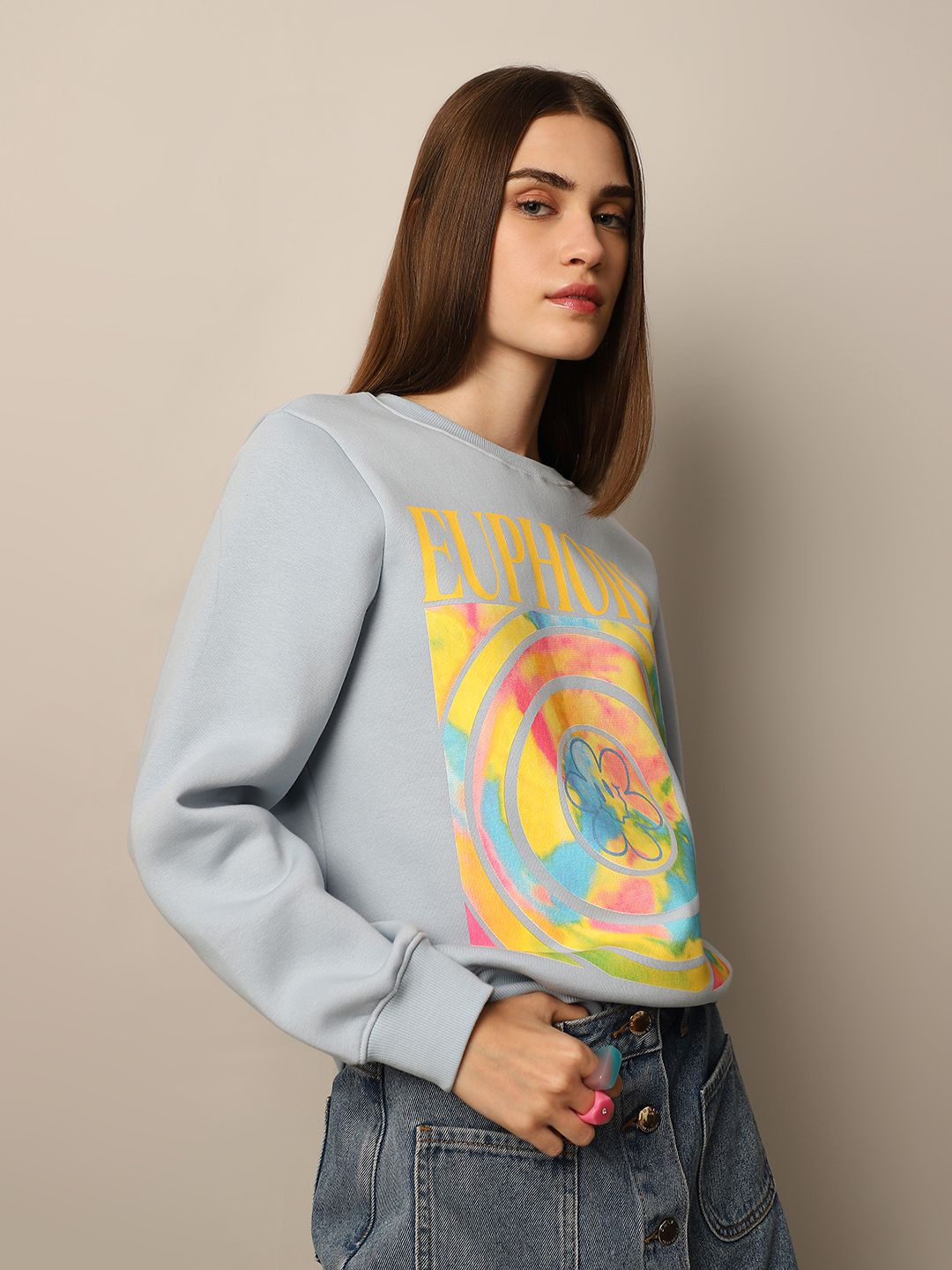 

ONLY Women Printed Pullover Sweatshirt, Blue