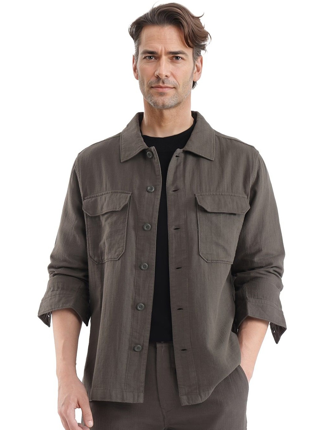 

RARE RABBIT Men Comfort Opaque Casual Shirt, Green