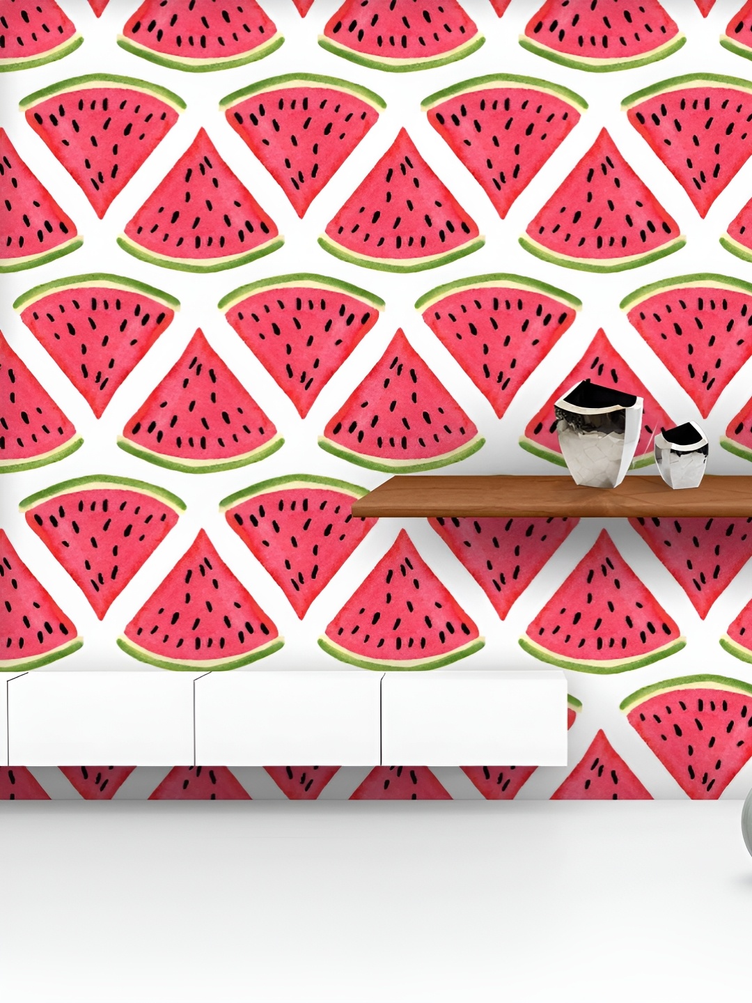 

ArtzFolio Printed UV-Resistant Anti-Bacterial Watercolor Watermelon Peel & Stick Wallpaper, Multi