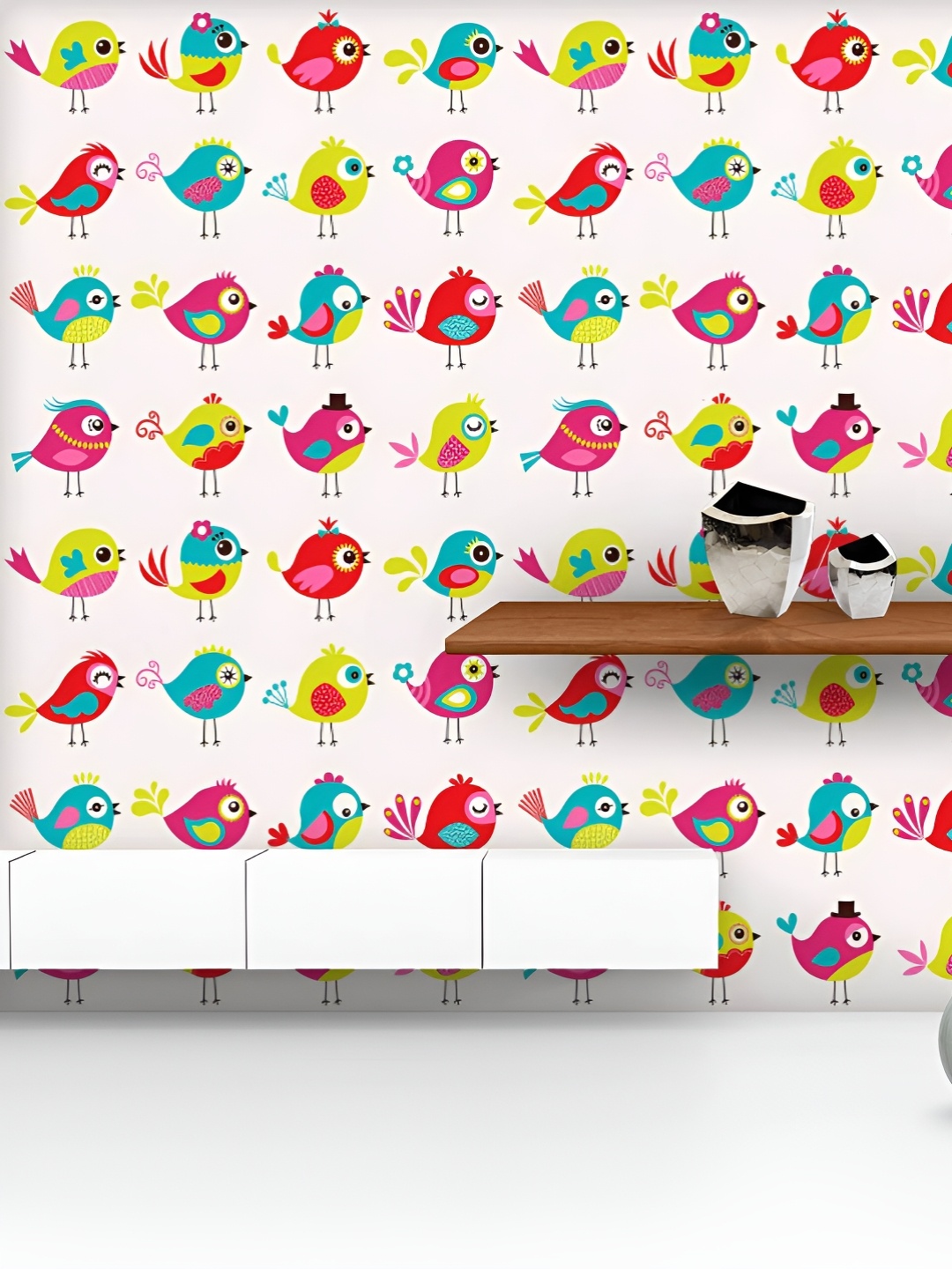 

ArtzFolio Printed UV-Resistant Anti-Bacterial Colourful Chirping Birds Peel & Stick Wallpaper, Multi