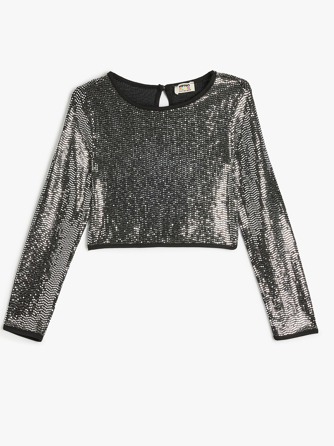 

Koton Girls Round Neck Embellished Top, Grey