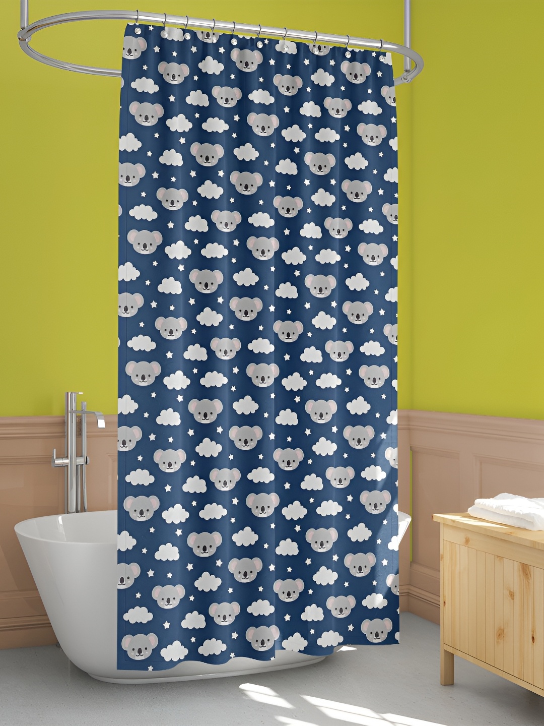 

ArtzFolio Blue & Grey Printed Waterproof Shower Curtain