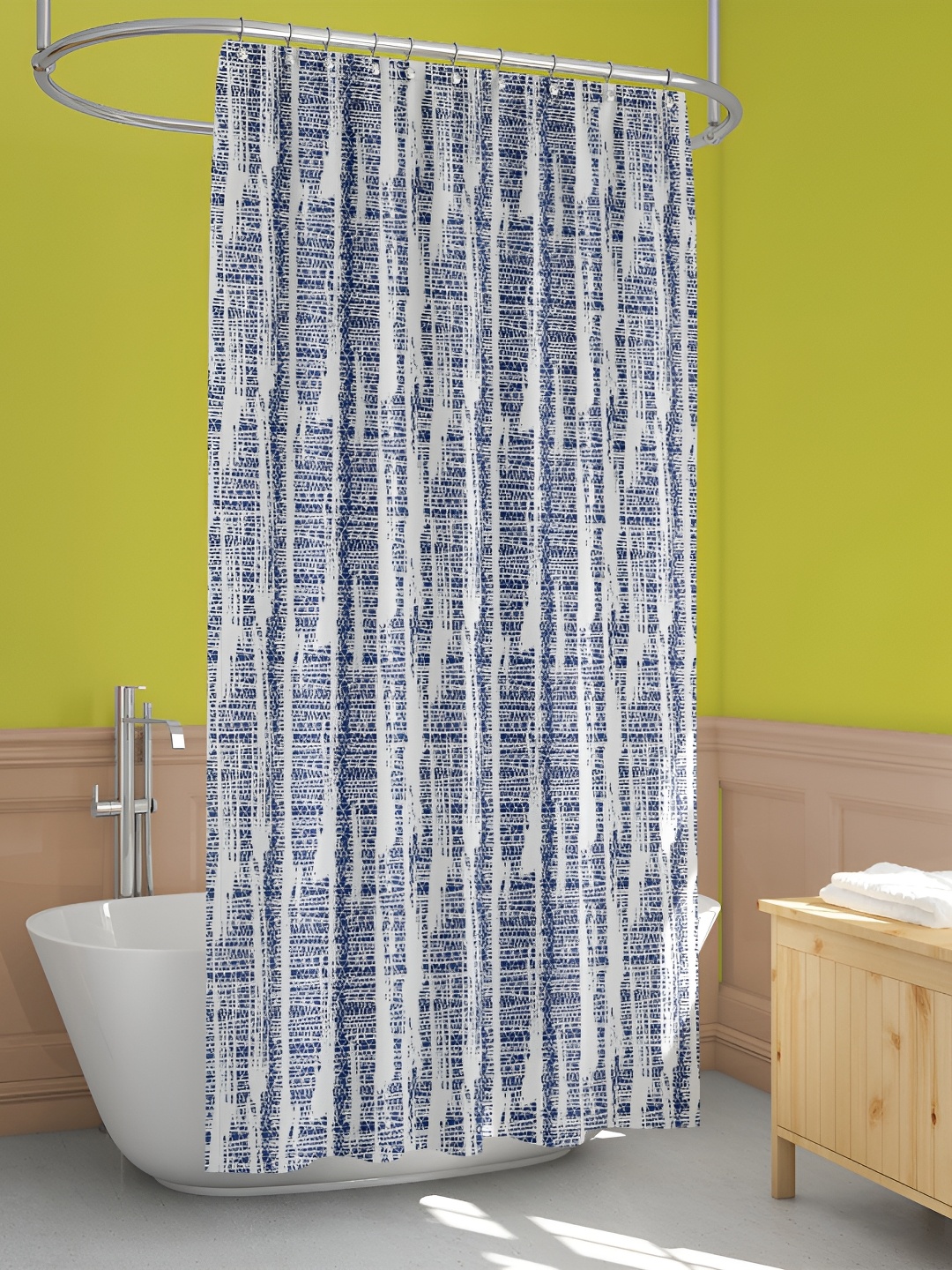 

ArtzFolio Blue & White Printed Waterproof Shower Curtain