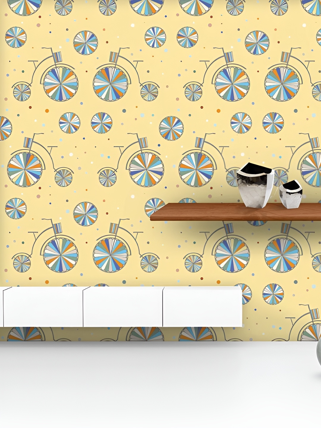 

ArtzFolio Printed UV-Resistant Anti-Bacterial Vintage Bicycle Peel & Stick Wallpaper, Multi