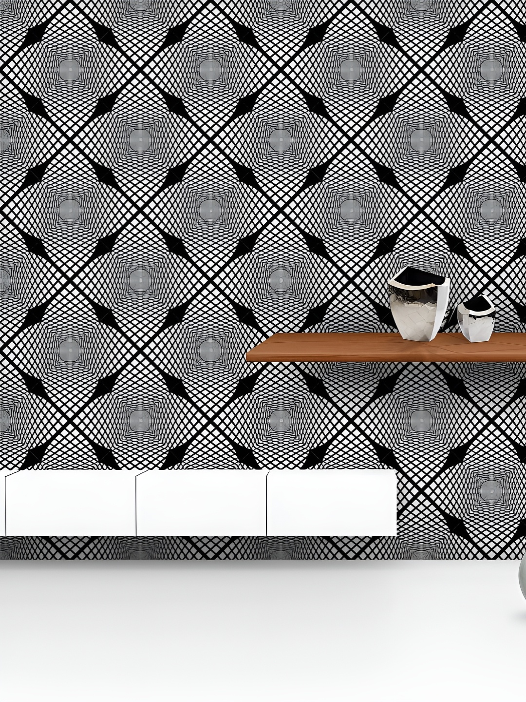 

ArtzFolio Printed UV-Resistant Anti-Bacterial Monochrome Geometric Peel & Stick Wallpaper, Multi