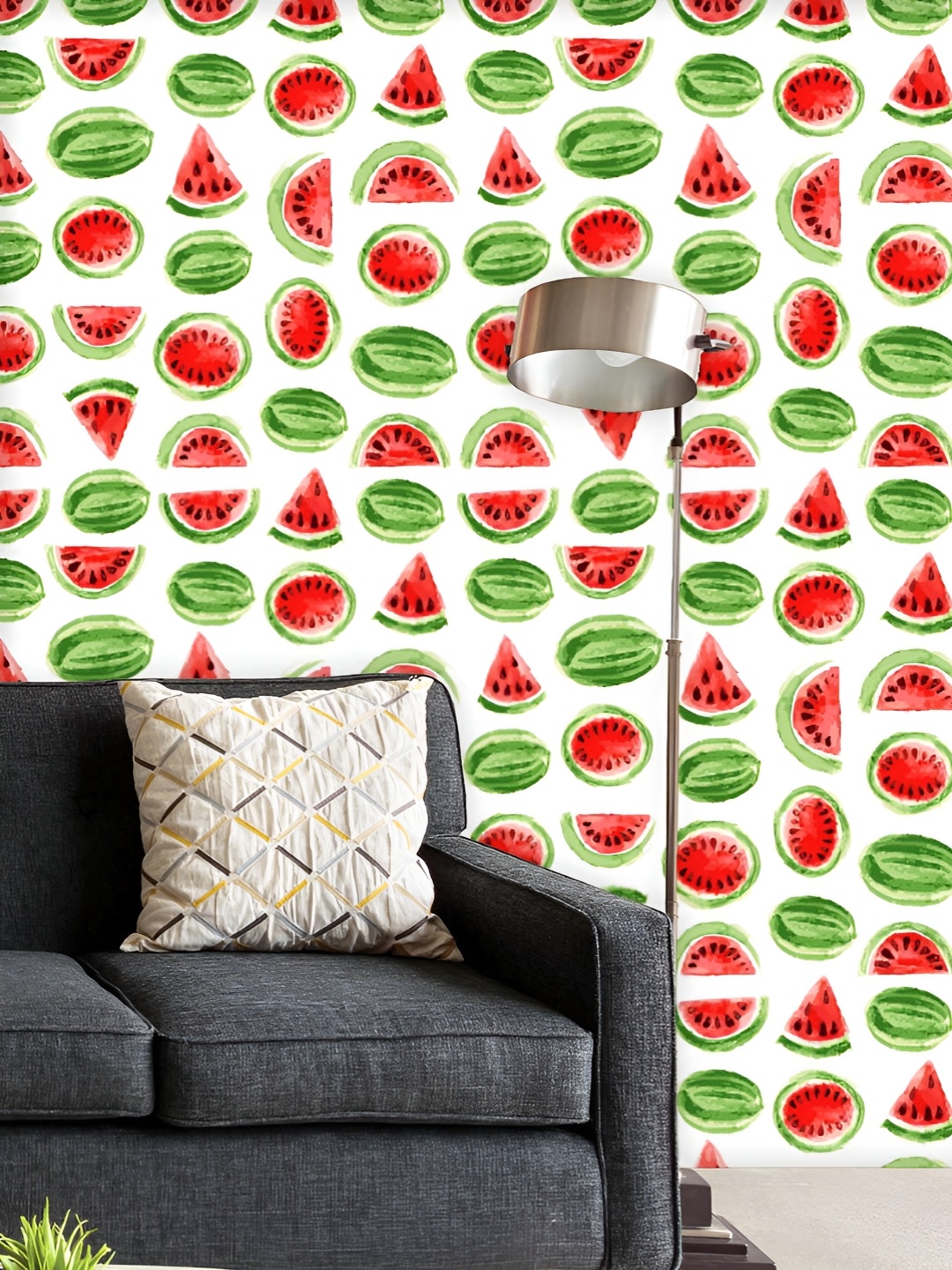 

ArtzFolio Printed UV-Resistant Anti-Bacterial Watercolor Watermelon Peel & Stick Wallpaper, Multi