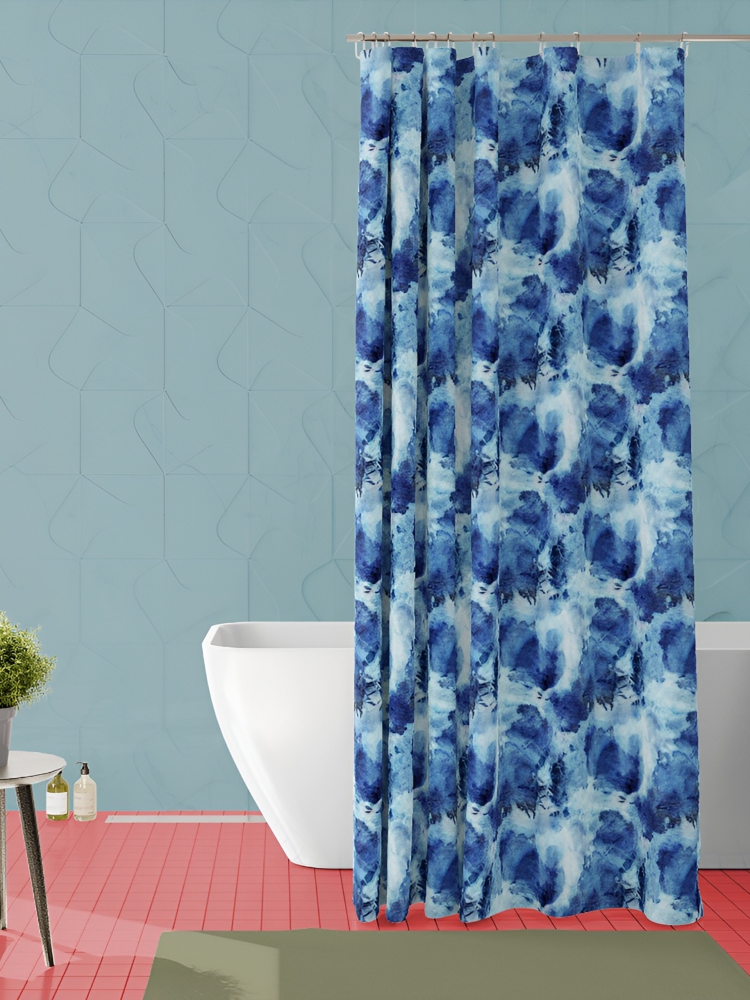 

ArtzFolio Blue & White Printed Waterproof Shower Curtain