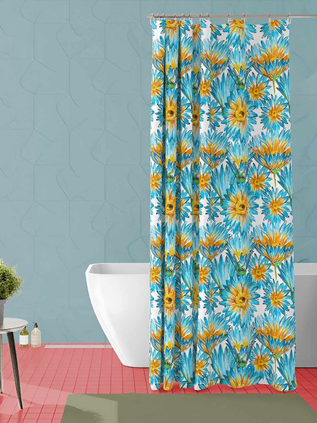 

ArtzFolio Blue & Yellow Printed Waterproof Shower Curtains