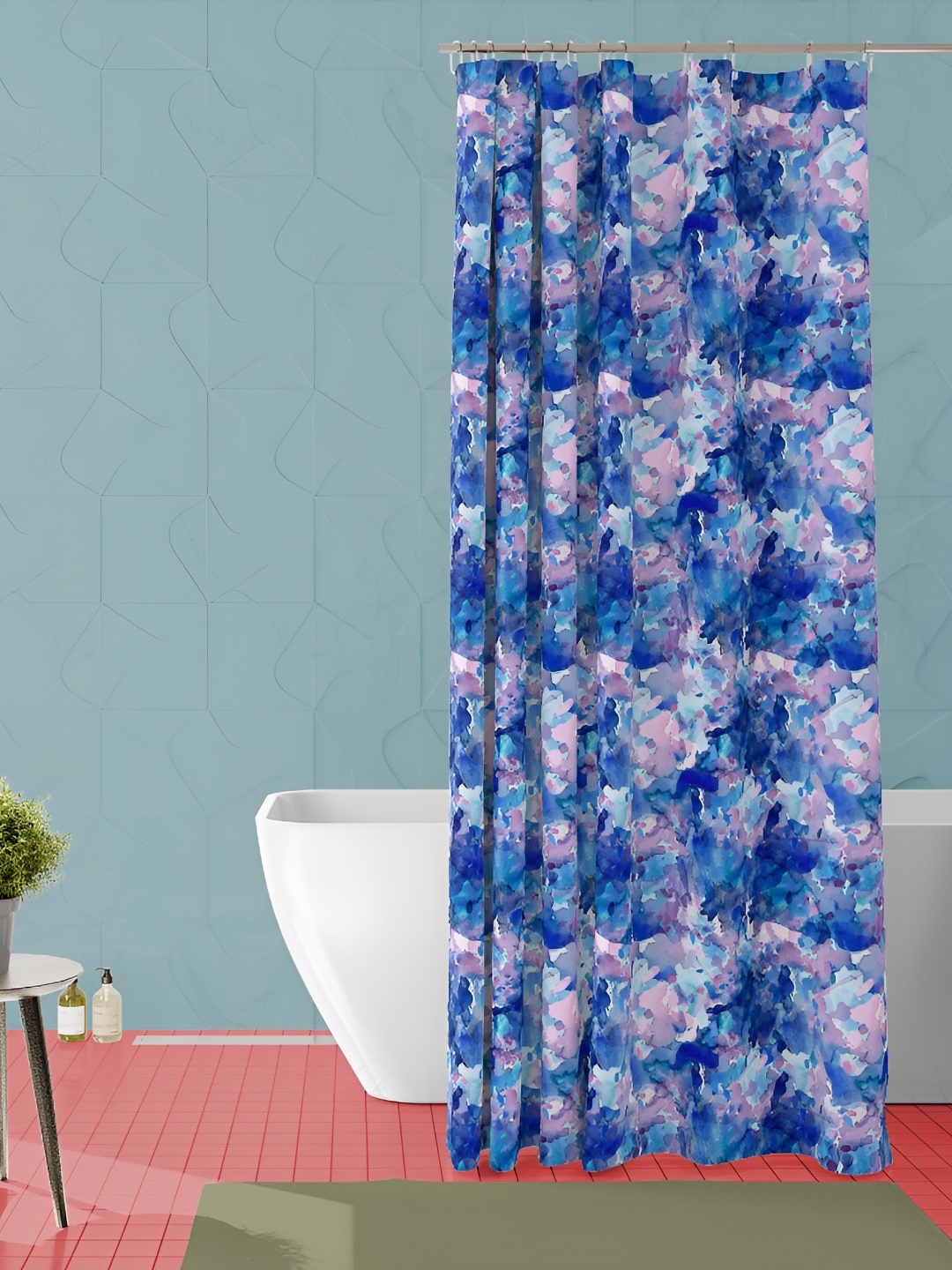 

ArtzFolio Pink & Blue Printed Waterproof Shower Curtain