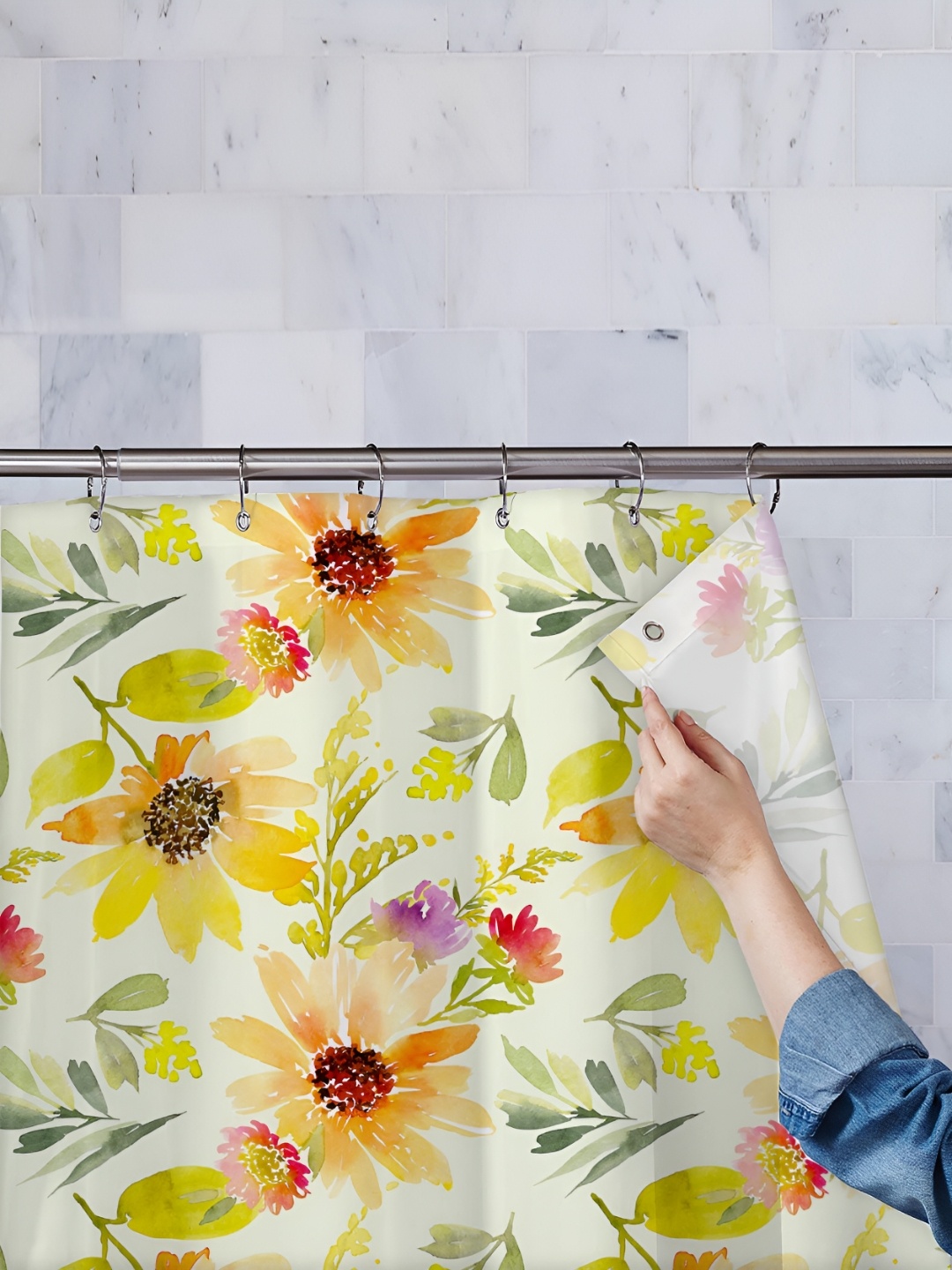 

ArtzFolio Single Piece Waterproof Polyester Shower Curtain, Multi
